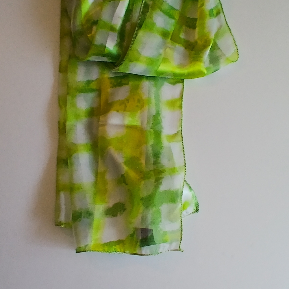 Green Checkered Sheer Scarf